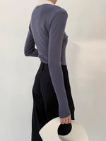 Load image into Gallery viewer, Contrast Collar Polo Knit Top
