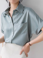 Load image into Gallery viewer, Classic Pocket Short Sleeve Buttery Shirt in Blue
