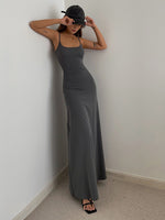 Load image into Gallery viewer, U Neck Cami Flare Maxi Dress- Grey
