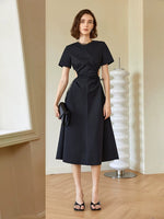 Load image into Gallery viewer, Zave Side Cutout Midi Dress in Black
