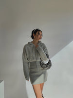 Load image into Gallery viewer, Knitted Hoodie Bodycon Dress - Grey
