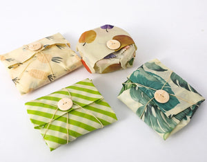 Set of 3 Organic Cotton Beeswax Wraps + String Tie - Streaky Stripes