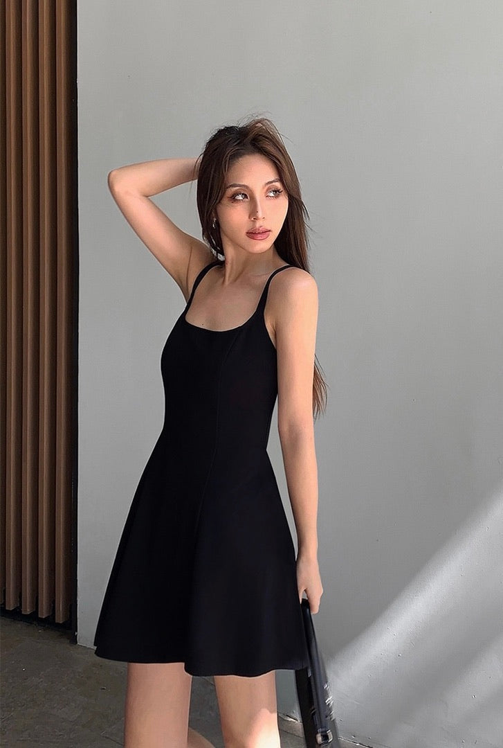 black cami skater dress boohoo Women's Rib Dropped Hem Skater Dress