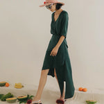 Load image into Gallery viewer, [Ready Stock] Satin Asymmetric Hem Dress
