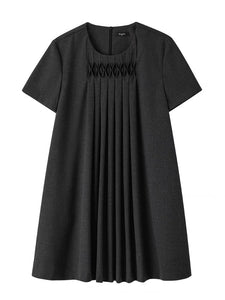 Pleated Baby Doll Dress in Black