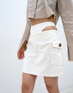 Upcycled Corduroy Curve Mini Skirt - White