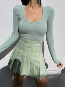 Classic Pleated Mini Tennis Skirt - Green