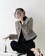 Load image into Gallery viewer, Lugo Houndstooth  Boxy Pocket Jacket in Black/Cream
