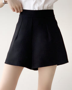 Tailored High Waist Flare Shorts - Black