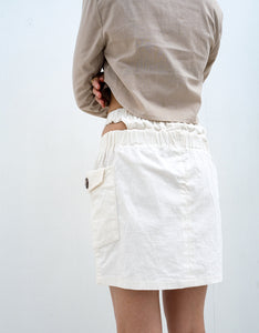 Upcycled Corduroy Curve Mini Skirt - White