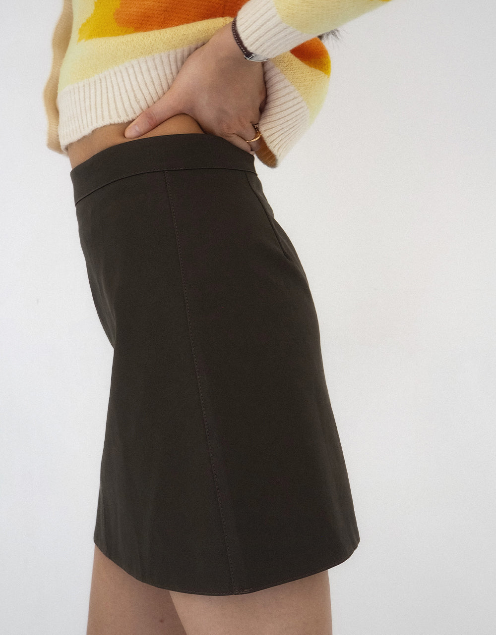 Sierra Faux Leather Skirt - Chocolate