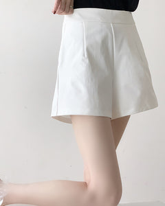 Tailored High Waist Flare Shorts - White