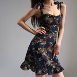 Load image into Gallery viewer, Foliage Floral Tie Strap Cami Mini Dress in Black
