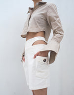 Load image into Gallery viewer, Upcycled Corduroy Curve Mini Skirt - White
