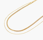Load image into Gallery viewer, Gold Plated Double Herringbone + Fine Chain Necklace
