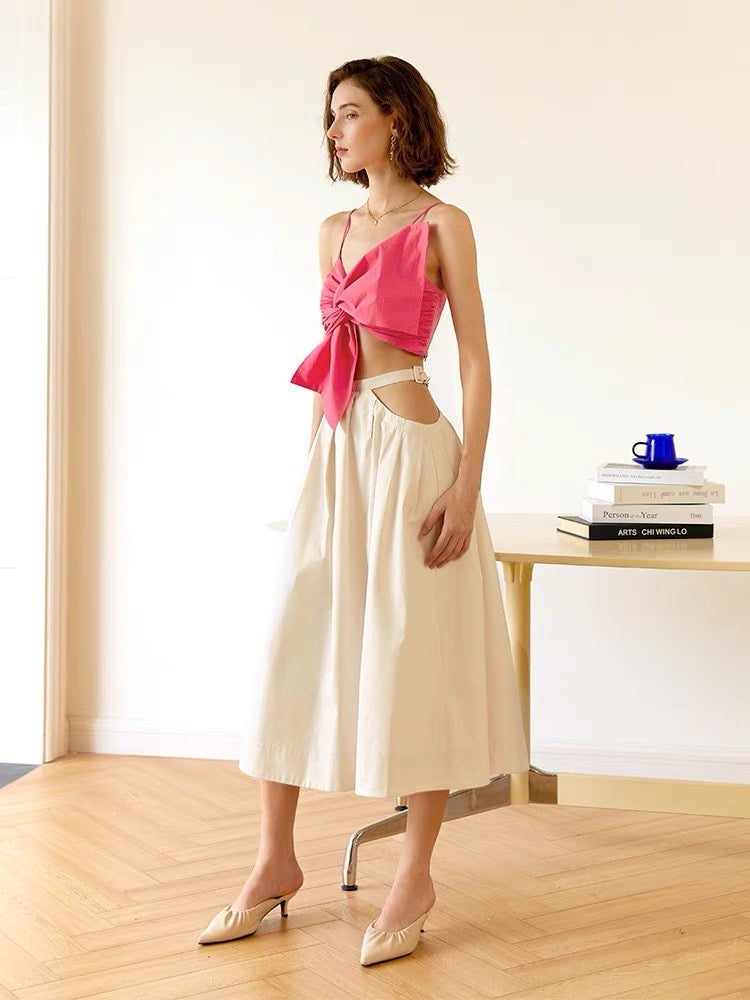 Luci Cutout A-line Midi Skirt