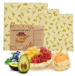 Load image into Gallery viewer, Set of 3 Organic Cotton Beeswax Wraps + String Tie - It&#39;s Bananas
