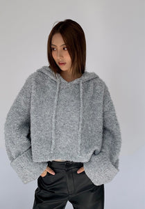 Cozy Fleece Cropped Hoodie in Grey