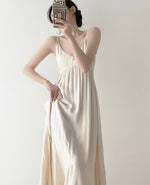 Load image into Gallery viewer, Mono Stripe Double Strap Satin Dress in Cream
