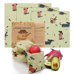 Load image into Gallery viewer, Set of 3 Organic Cotton Beeswax Wraps + String Tie - Puppy Love
