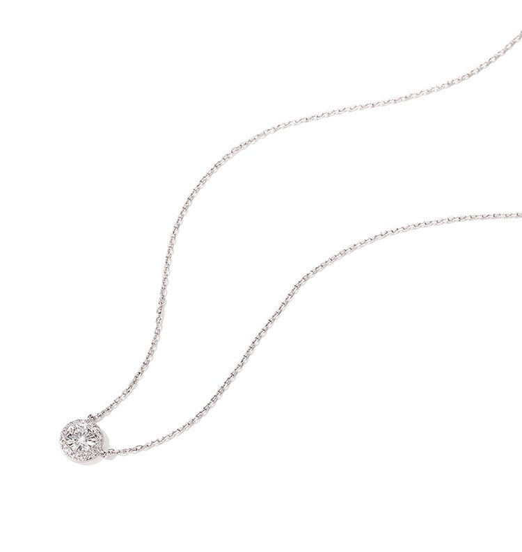 Silver Round Diamante Pendant Necklace