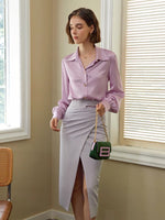 Load image into Gallery viewer, Audie Cutout Wrap Slit Skirt in Purple
