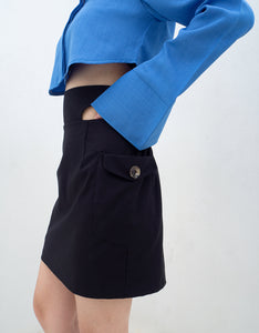 Upcycled Corduroy Curve Mini Skirt - Black
