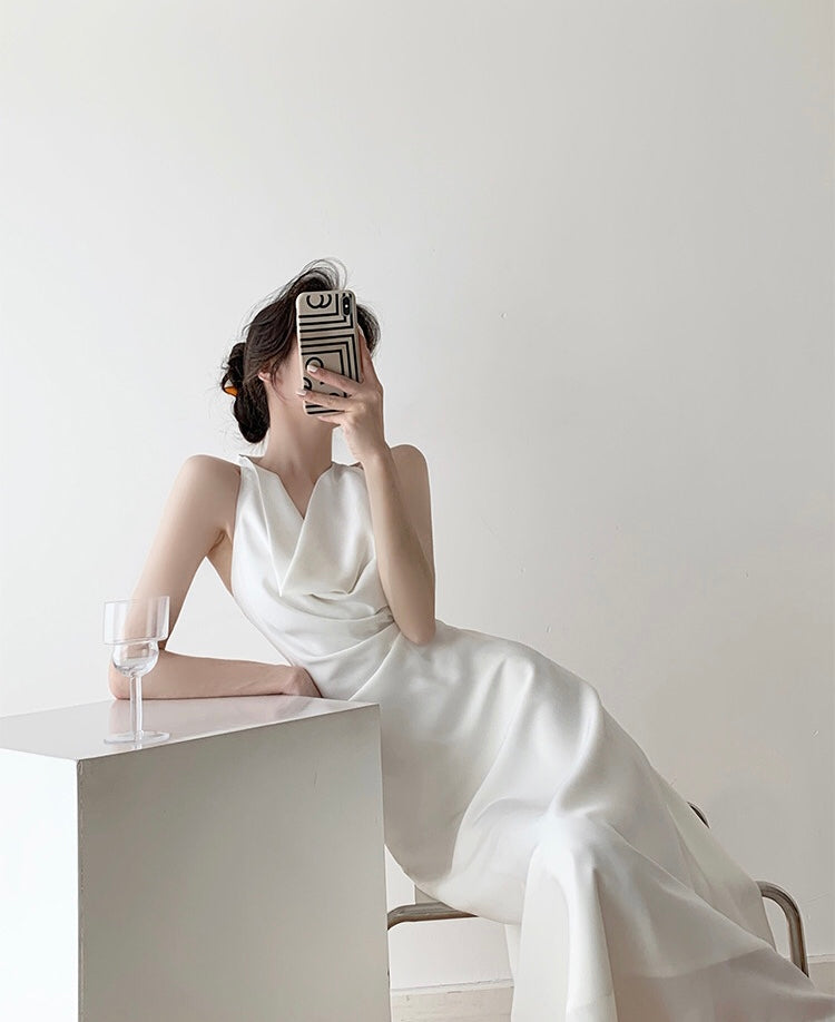 Parkway Drape Maxi Dress in White – LEXI + LOU