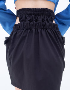 Upcycled Corduroy Curve Mini Skirt - Black