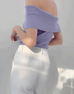 Load image into Gallery viewer, Off Shoulder Foldover Top in Purple
