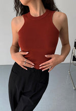 Load image into Gallery viewer, High Neck Knitted Tank Top in Red
