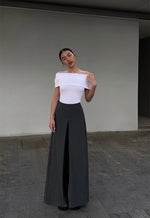 Load image into Gallery viewer, Wide Flare Leg Culotte Trousers in Grey
