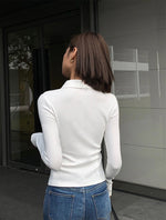 Load image into Gallery viewer, 2-Way Zip Pocket Cardigan Top in White

