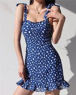 Load image into Gallery viewer, Blume Printed Tie Strap Cami Mini Dress in Blue
