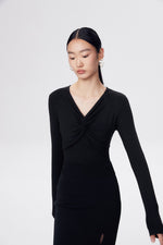 Load image into Gallery viewer, Cotton Blend Twist Detail Top in Black
