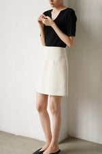 Load image into Gallery viewer, Classic Mid Waist Mini Shift Skirt in Cream
