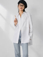 Load image into Gallery viewer, Oversized 2-way Zip Pocket Shirt in White
