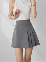 Load image into Gallery viewer, Side Pleat A-Line Mini Skirt in Grey
