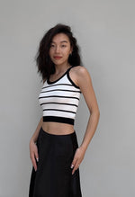 Load image into Gallery viewer, Contrast Striped Cropped Tank Top in White

