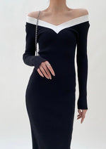 Load image into Gallery viewer, Off Shoulder V Long Sleeve Bodycon Dress
