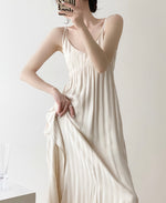 Load image into Gallery viewer, Mono Stripe Double Strap Satin Dress in Cream
