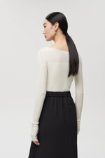 Load image into Gallery viewer, Wool Blend Duo Tone Knitted Top in White
