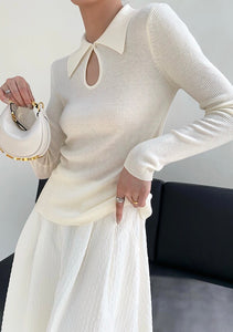 Cutout Collar Knitted Top