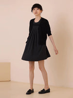 Load image into Gallery viewer, Pleated Baby Doll Dress in Black
