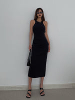 Load image into Gallery viewer, Cutout Back Midi Tank Dress - Black
