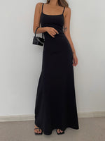Load image into Gallery viewer, U Neck Cami Flare Maxi Dress- Black
