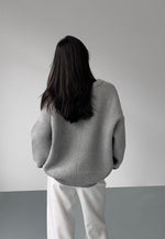 Load image into Gallery viewer, Oversized Pique V Knit Sweater in Grey
