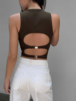Load image into Gallery viewer, Cutout Buckle Back Tank Top in Brown
