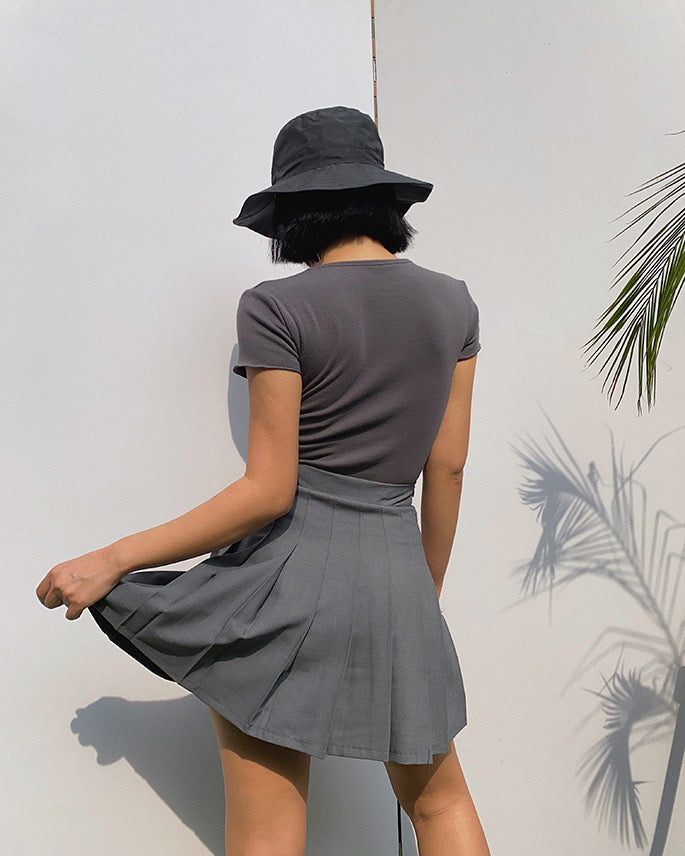 Classic Pleated Mini Tennis Skirt - Dark Grey