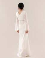 Load image into Gallery viewer, Calais Flute Lace Sleeve Maxi Dress in White
